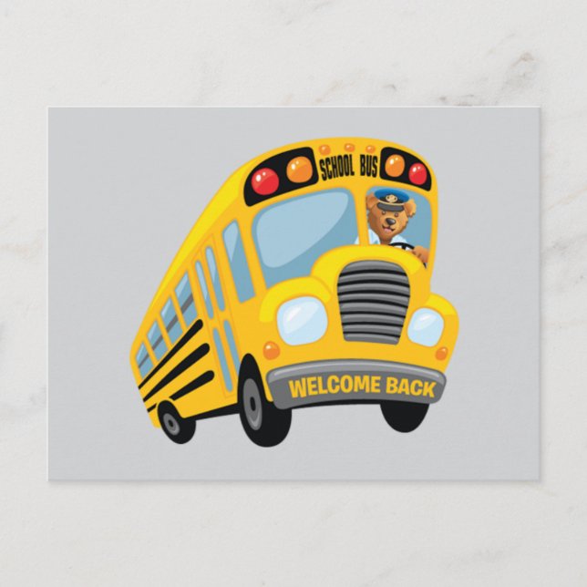 Carte Postale Retour au bus scolaire (Devant)