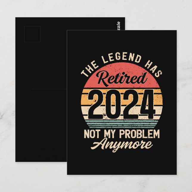 Carte Postale Retraité 2024 Plus Mon Problème (Devant / Derrière)