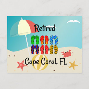 Carte Postale Retraité, Cape Coral, FL, design de plage,