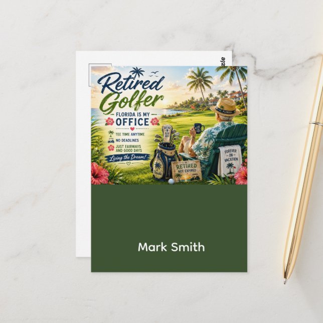 Carte Postale Retraite de golf en Floride (Devant/Arrière en situation)