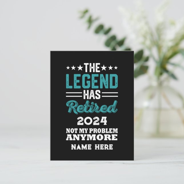 Carte Postale Retraite personnalisée La légende a pris sa retrai (Debout devant)