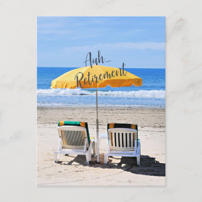 Carte Postale Retraite, une journée à la plage (Devant)