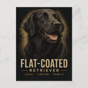Carte Postale Rétreiver à poil plat Chien de famille loyal et af