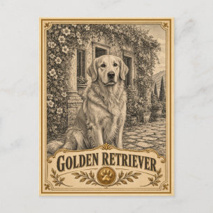 Carte Postale Retriever doré, Chien du patrimoine vintage
