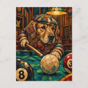 Carte Postale Retriever doré, Mosaïque géométrique