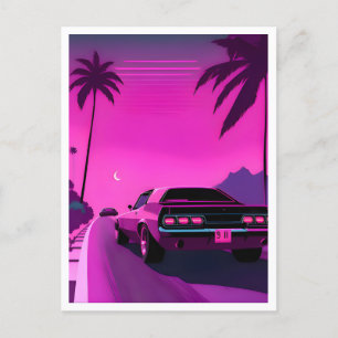 Carte Postale Retro 80s Lo-Fi Nostalgic Neon Vapor