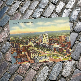 Carte Postale Retro Aerial View Savannah GA