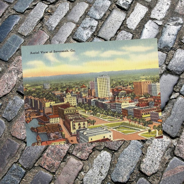 Carte Postale Retro Aerial View Savannah GA (Créateur téléchargé)