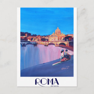 Carte Postale Rétro affiche de Rome Italie