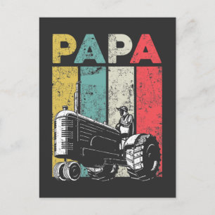 Carte Postale Rétro Agriculture Papa Tracteurs Fermier Père