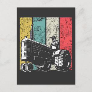 Carte Postale Rétro Agriculture Papa Tracteurs Fête des pères ag