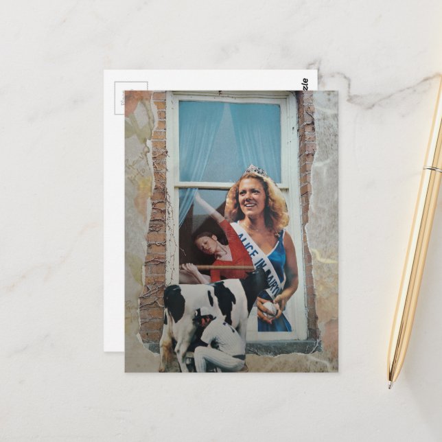 Carte Postale Retro Alice in Dairyland Collage  (Devant/Arrière en situation)