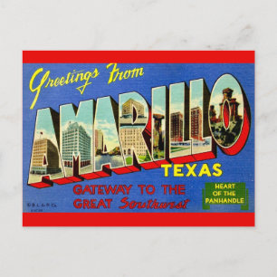 Carte postale rétro Amarillo TX
