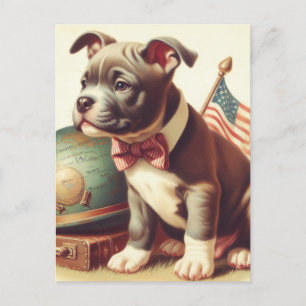 Carte Postale Retro American Pit Bull Terrier Peinture