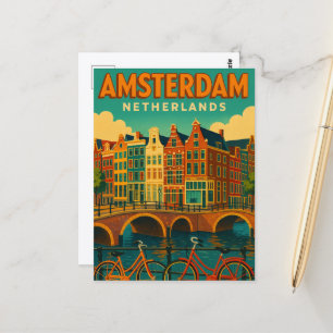 Carte Postale Rétro Amsterdam Pays-Bas