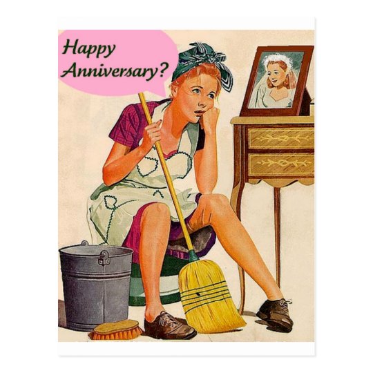 Carte Postale Retro Anniversaire De Femme Au Foyer Zazzle Fr