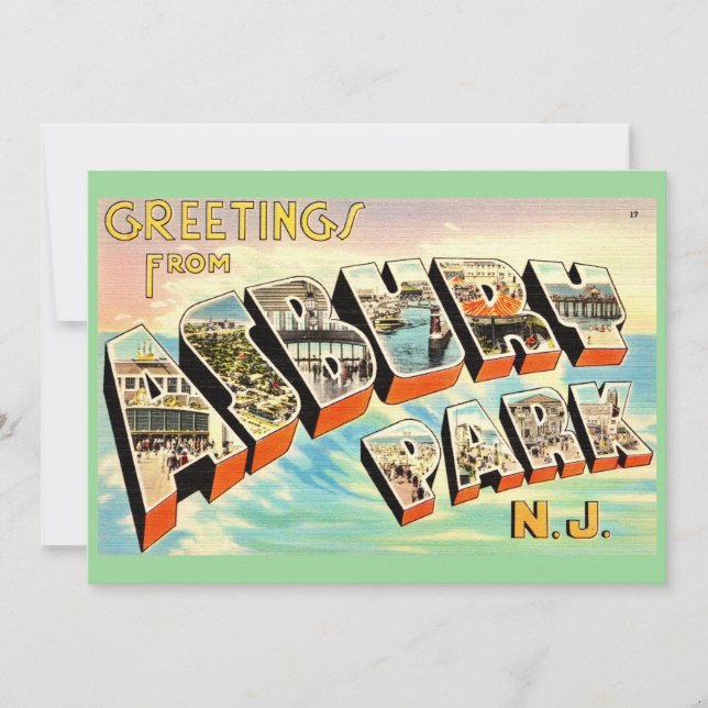 Carte postale rétro Asbury Park NJ 5x7 (Devant)