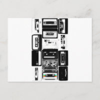 Retro audio cassette group b&w