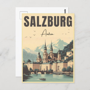 Carte Postale Retro Autriche capitale salzbourg skyline