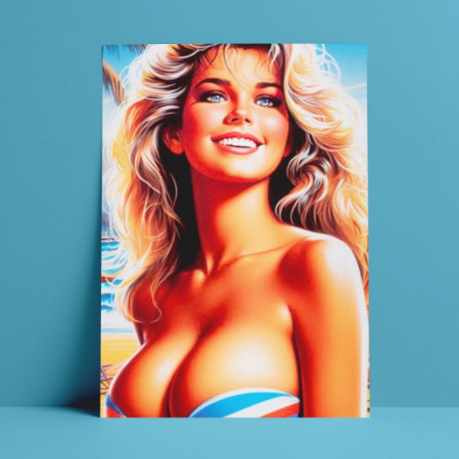 Carte Postale Retro Beach Girl (Créateur téléchargé)