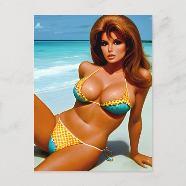 Carte postale Retro Beach Model imaginaire Art (Devant)