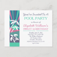 Retro Beach Sunset Sweet 16 Anniversaire Pool Part