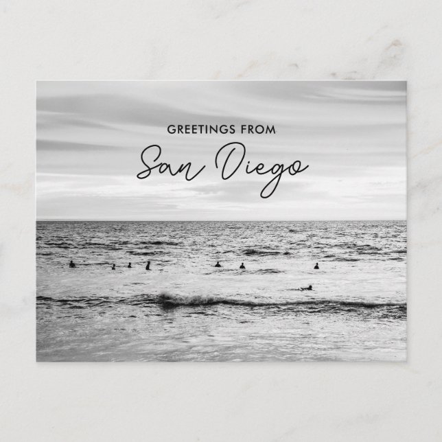 Carte Postale Retro Beach Surfer Salutations de San Diego (Devant)