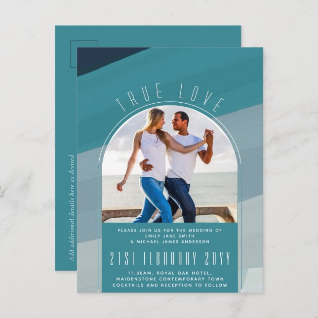 Carte Postale RETRO Beach Vibe Mariage Papier photo (Devant / Derrière)