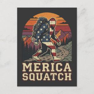 Carte Postale Retro Bigfoot Sasquatch américain Nature