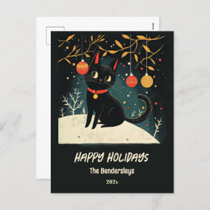 Carte postale Retro Black Cat Fun Holiday