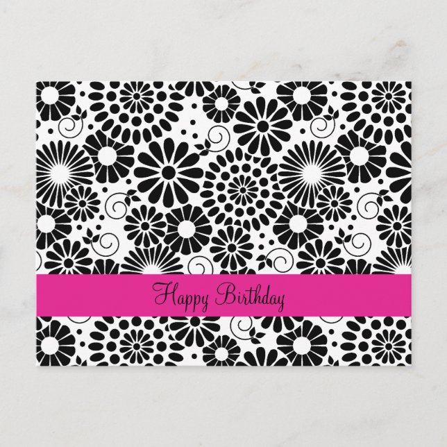 Carte Postale Retro black white flowers Postcard (Devant)