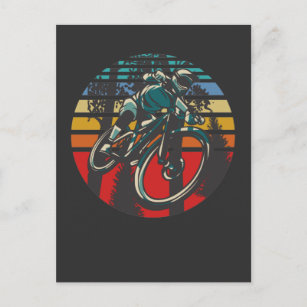 Carte Postale Retro BMX Mountainbike Dirt Offroad Forest Biker