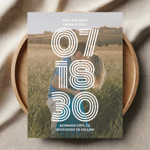 Carte Postale Retro Bold Photo Wedding Enregistrer La Date