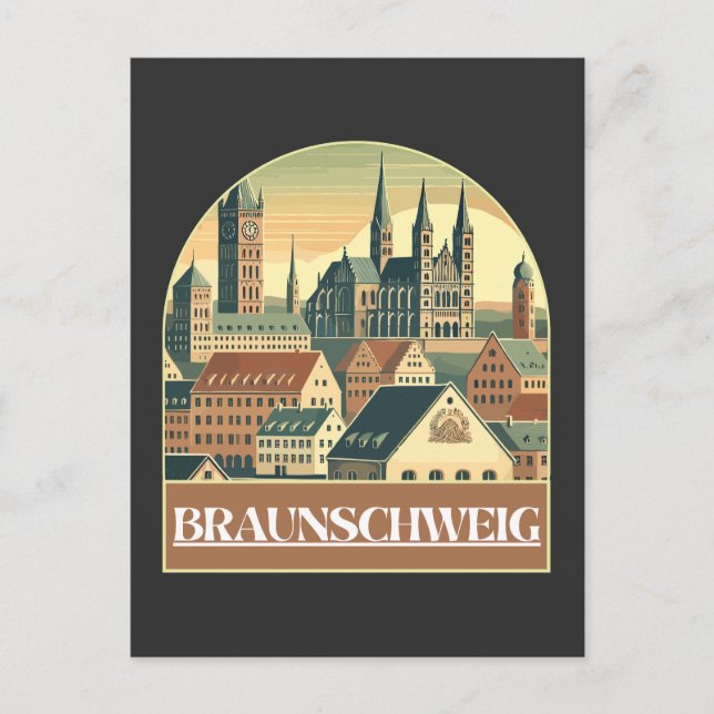 Carte Postale Retro Braunschweig Skyline (Devant)