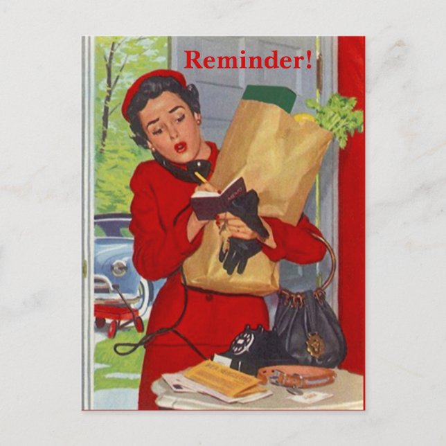 Carte postale Retro Busy Lady Rappel PC (Devant)