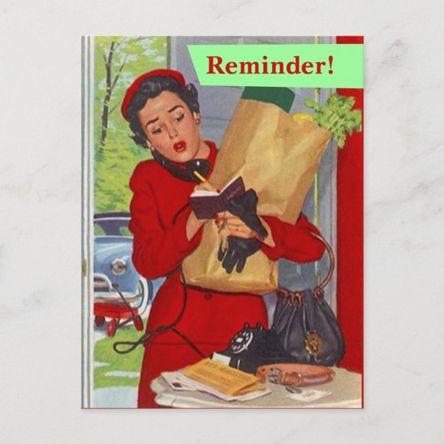 Carte postale Retro Busy Lady Rappel PC (Devant)