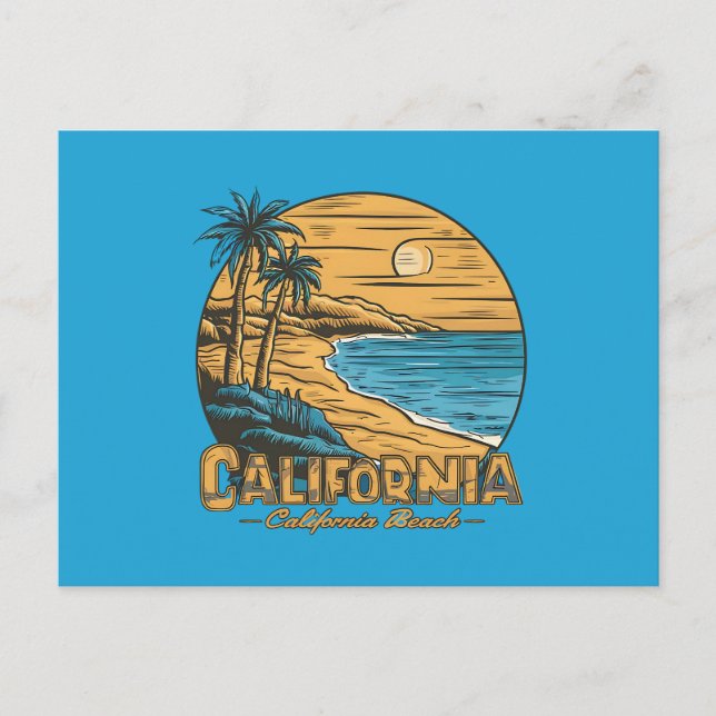 Carte Postale Retro California Sunset Beach Scene (Devant)