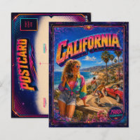 Carte postale rétro Californie années 80