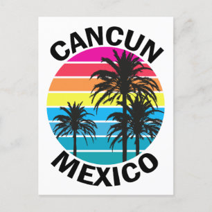 Carte Postale Retro Cancun Mexique Palm Tree Voyage