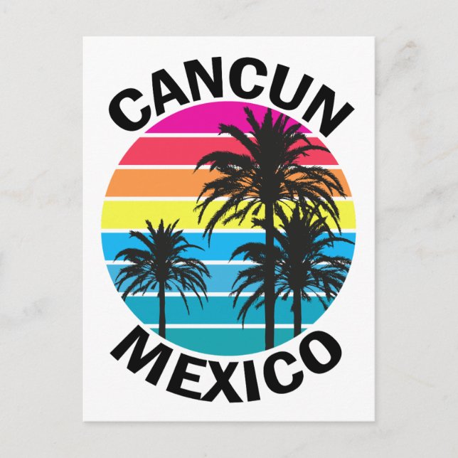 Carte Postale Retro Cancun Mexique Palm Tree Voyage (Devant)