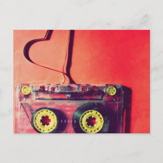 carte postale, rétro, cassette, amour, coeur