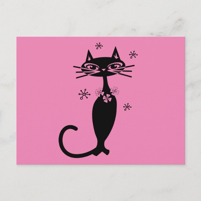 CARTE POSTALE RETRO CAT ROSE (Devant)