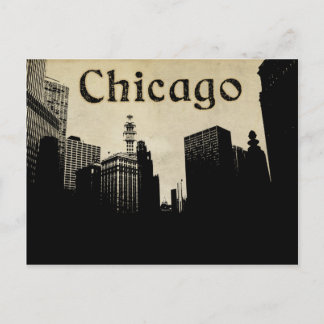 Carte postale Retro Chicago Skyline Artwork