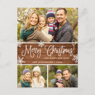 Carte Postale Retro Christmas Red Truck Rustic 3 PHOTO Salutatio