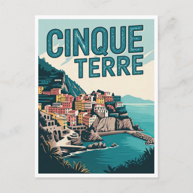 Carte Postale Retro Cinque Terre Randonnée Design Cadeau (Devant)