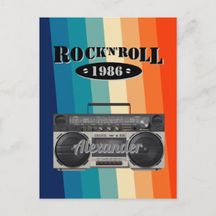 Carte Postale Retro classique boite à boum rock n roll musique v