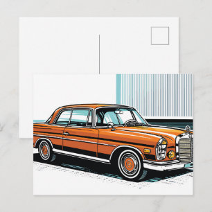 Carte Postale Rétro Classique Cabriolet Pop Art Latéral
