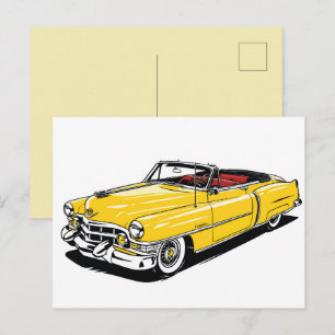 Carte Postale Rétro Classique Cabriolet PopArt Latéral