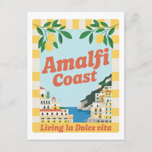 Carte Postale Rétro Côte amalfitaine Italie Vivre la Dolce Vita