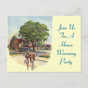 Carte postale Retro Couple House Invitations de la